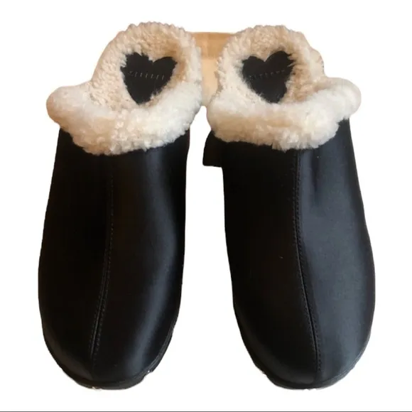 NEW SLEEPER Black Shearling Matilda Clog Size 38IT/ US 8