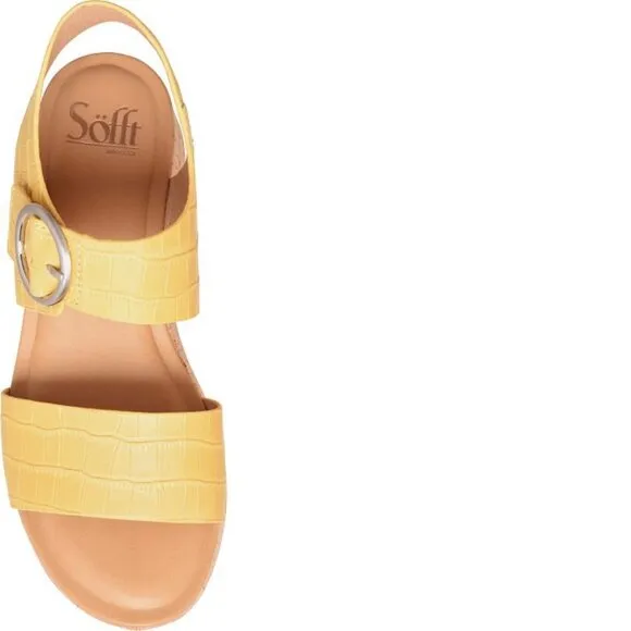 new Sofft Womens Faedra Yellow Leather Ankle Strap Platform Sandals Shoes  4T2