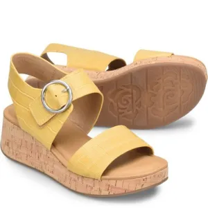 new Sofft Womens Faedra Yellow Leather Ankle Strap Platform Sandals Shoes  4T2