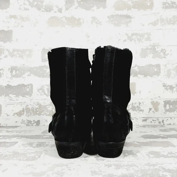 NEW Softwalk Rayne Women's Black Leather Buckle Detail Ankle Boots W145