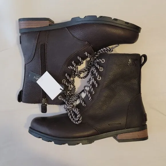 NEW Sorel Emelie Lace Up Cozy Boots Womens 8 Winter Shearling Rugged Outdoors