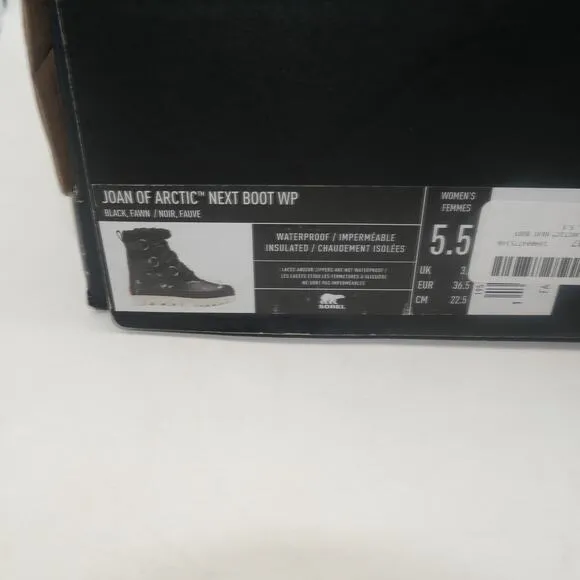 NEW Sorel Joan of Artic Next Snow Insulated WP  Boots Black Women's 5.5