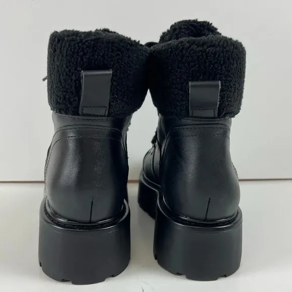 NEW Steve Madden Reyen Boots Womens 8M Black Leather Faux Fur