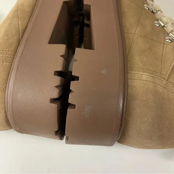 NEW Steve Madden Reyen Boots Womens 9M Oatmeal Beige Leather Faux Fur