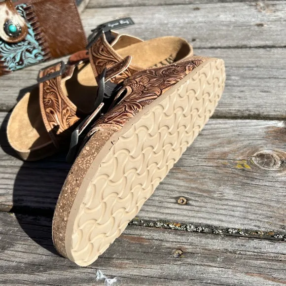 New Summer Myra Bag Handmade Tooled Genuine Leather Spring Sandals Sz 6,7,8,9,10