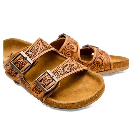New Summer Myra Bag Handmade Tooled Genuine Leather Spring Sandals Sz 6,7,8,9,10