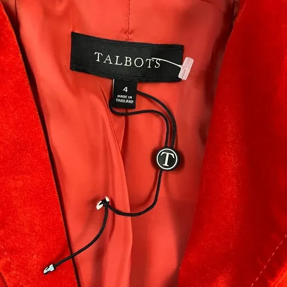 NEW Talbots Autumn Orange Velour Blazer Jacket Sz 4