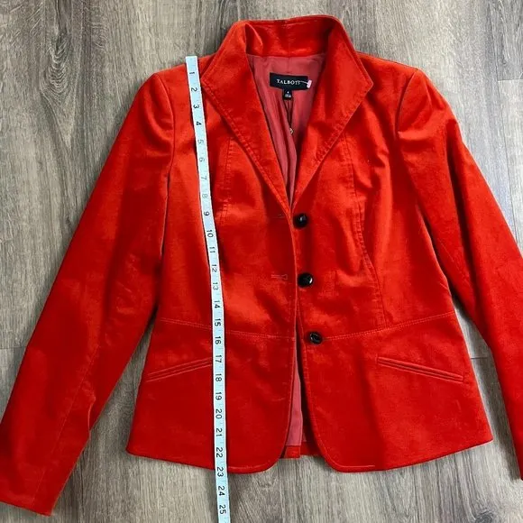 NEW Talbots Autumn Orange Velour Blazer Jacket Sz 4
