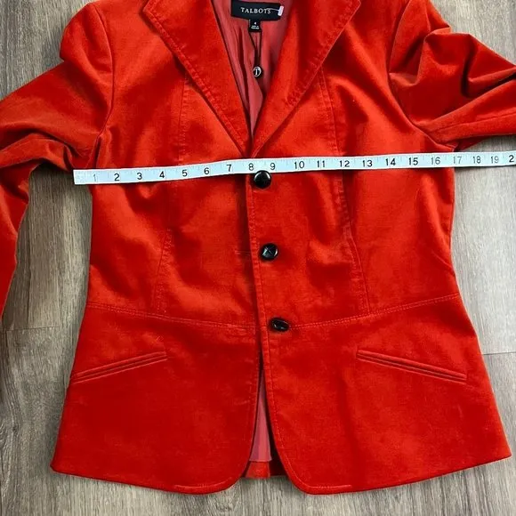 NEW Talbots Autumn Orange Velour Blazer Jacket Sz 4