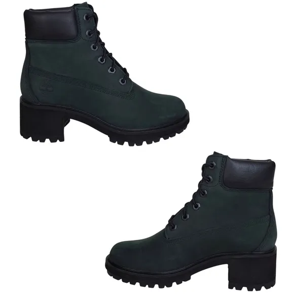 New Timberland womens kinsley 6 in waterproof boots black green block heel lace