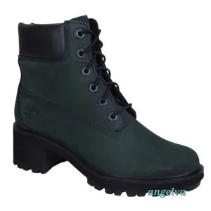 New Timberland womens kinsley 6 in waterproof boots black green block heel lace