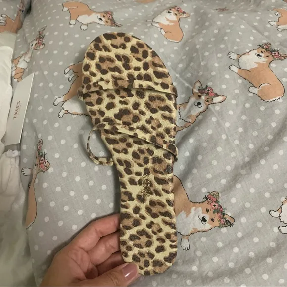 New Tkees x Madewell Gemma leather leopard print sandals Size 7