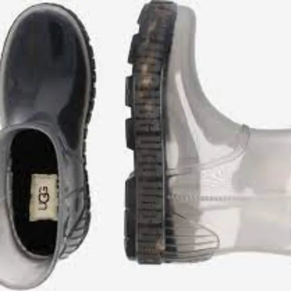new UGG Clear Rain Boots removable lining sock Branded Platform Drizlita