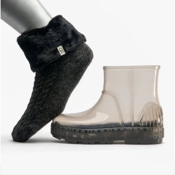 new UGG Clear Rain Boots removable lining sock Branded Platform Drizlita