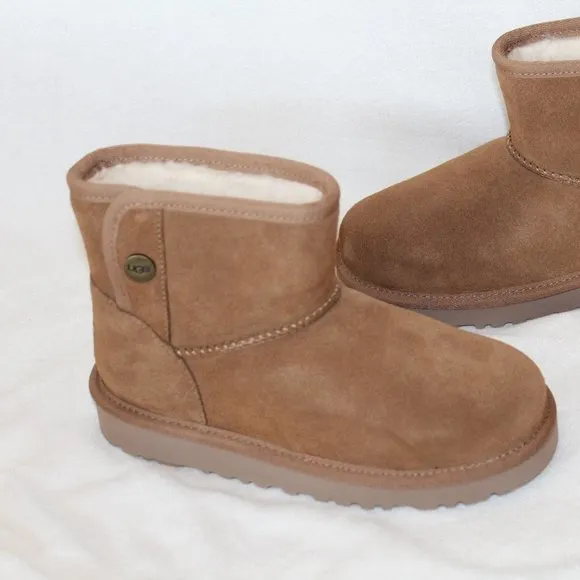 NEW UGG JONA‎ CHESTNUT SUEDE SHEARLING MINI GIRL'S BOOTS