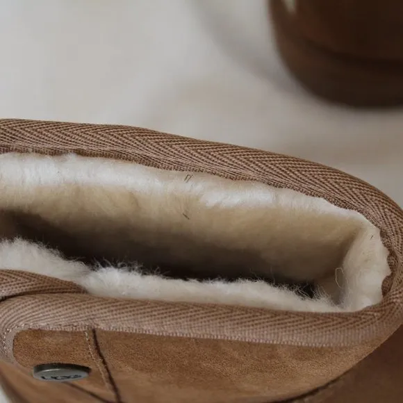 NEW UGG JONA‎ CHESTNUT SUEDE SHEARLING MINI GIRL'S BOOTS