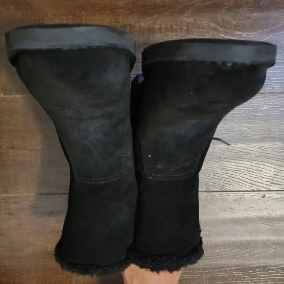 NEW UGG Naiyah Boots Womens 11 Black Suede Wool Ankle Boot