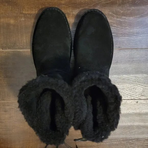 NEW UGG Naiyah Boots Womens 11 Black Suede Wool Ankle Boot
