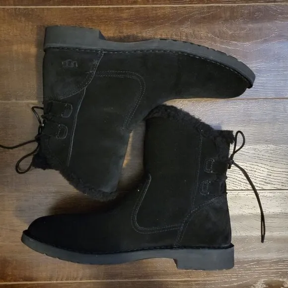 NEW UGG Naiyah Boots Womens 11 Black Suede Wool Ankle Boot
