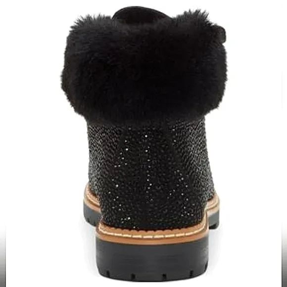 new w/o Box INC International Concepts Pravale 3 Lug Sole Lace-Up Bling Booties