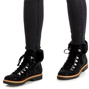 new w/o Box INC International Concepts Pravale 3 Lug Sole Lace-Up Bling Booties