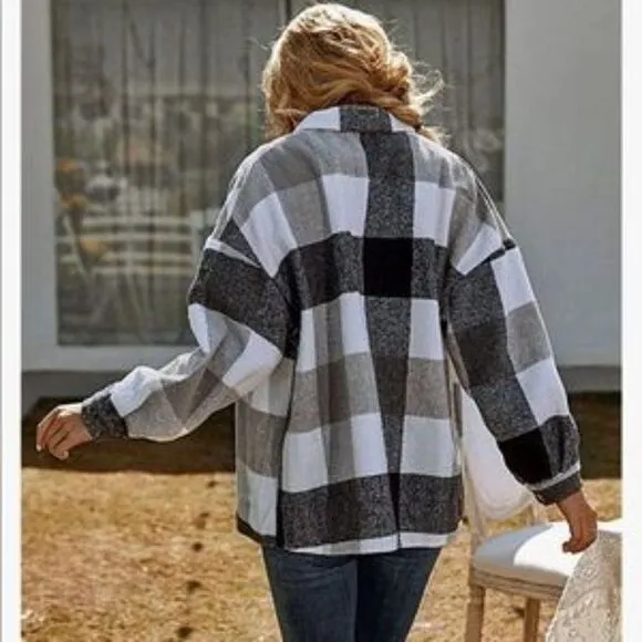 NEW Plaid Loose Fit Shacket Jacket