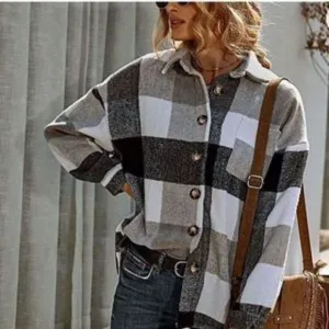 NEW Plaid Loose Fit Shacket Jacket
