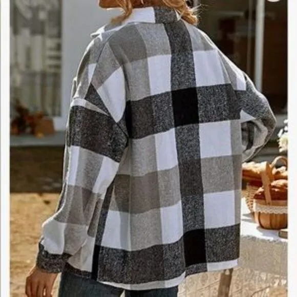 NEW Plaid Loose Fit Shacket Jacket