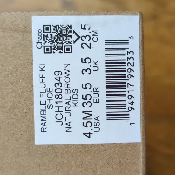 NIB Chaco Ramble Fluff Bootie Natural Brown Color Kids Size 4.5
