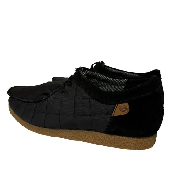 NIB Clarks Shacre II Step Moc Slip-On Suede Textile Loafers Black Size 12 Wide
