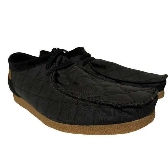 NIB Clarks Shacre II Step Moc Slip-On Suede Textile Loafers Black Size 12 Wide