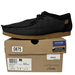 NIB Clarks Shacre II Step Moc Slip-On Suede Textile Loafers Black Size 12 Wide