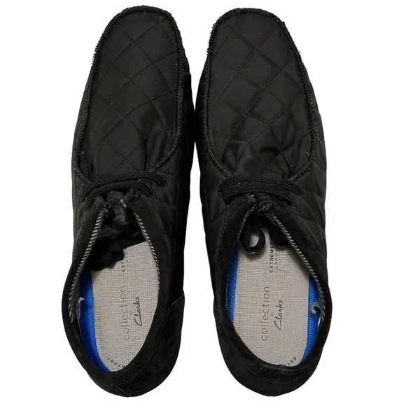NIB Clarks Shacre II Step Moc Slip-On Suede Textile Loafers Black Size 12 Wide