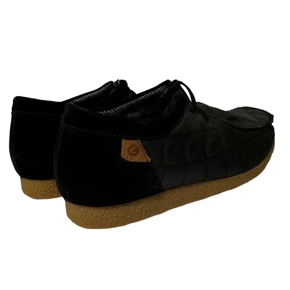 NIB Clarks Shacre II Step Moc Slip-On Suede Textile Loafers Black Size 12 Wide