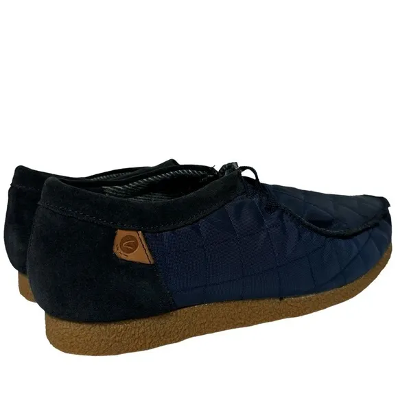 NIB Clarks Shacre II Step Moc Slip-On Suede Textile Loafers Blue Size 12 Wide