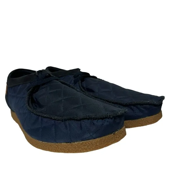 NIB Clarks Shacre II Step Moc Slip-On Suede Textile Loafers Blue Size 12 Wide