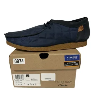 NIB Clarks Shacre II Step Moc Slip-On Suede Textile Loafers Blue Size 12 Wide
