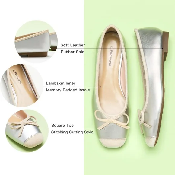 NIB C.Paravano Women's Flats with Bowknot Casual Slip On Dress Shoes Comfortable