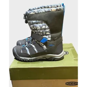 NIB KEEN Big Kids Sz 2 Snow Boots Winterport Neo Insulated Waterproof Grey Blue