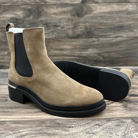 NIB Kenneth Cole Levon 2.0 Welt Chelsea Suede Ankle Boots Bootie Dark Taupe 8.5M