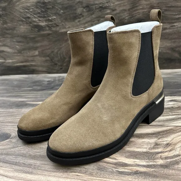 NIB Kenneth Cole Levon 2.0 Welt Chelsea Suede Ankle Boots Bootie Dark Taupe 8.5M