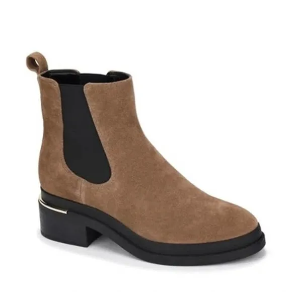 NIB Kenneth Cole Levon 2.0 Welt Chelsea Suede Ankle Boots Bootie Dark Taupe 8.5M