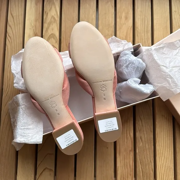 nib Loeffler Randall Elsie Suede Slide Sandals in Melon Pink - Size 8