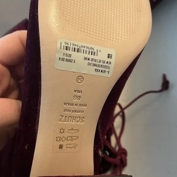 NIB SCHUTZ x REVOLVE Burgundy Velvet Rubi Wine Kika Lace Up Boots, Size 8B