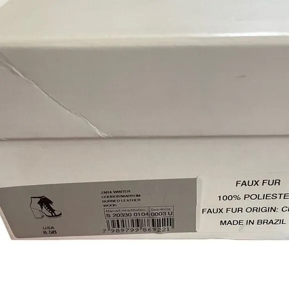 NIB Schutz Zhara Winter Leather Heeled Booties With Faux Fur Lining Size 8.5