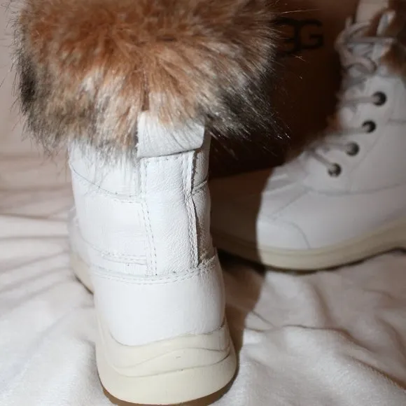 NIB UGG ADIRONDACK III WOMEN'S LEATHER FUR TRIMMED‎ SHEARLING LINED BOOTS
