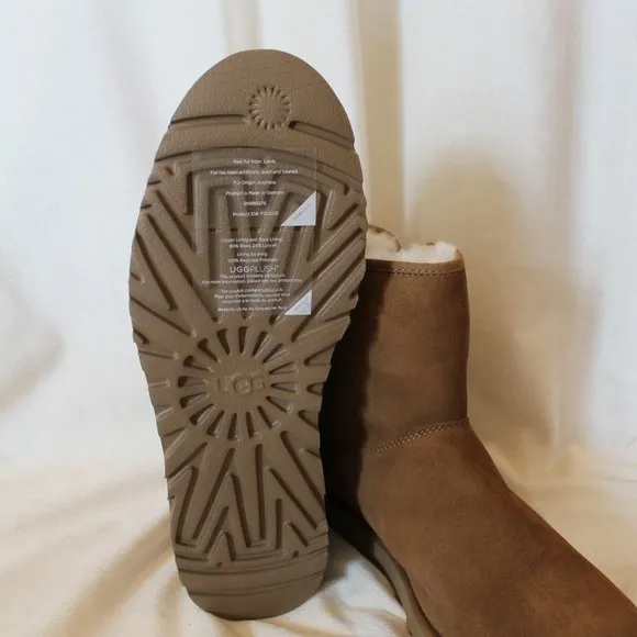 NIB UGG CORY MINI SUEDE SHEARLING LINED‎ ANKLE BOOTIES BOOTS CHESTNUT