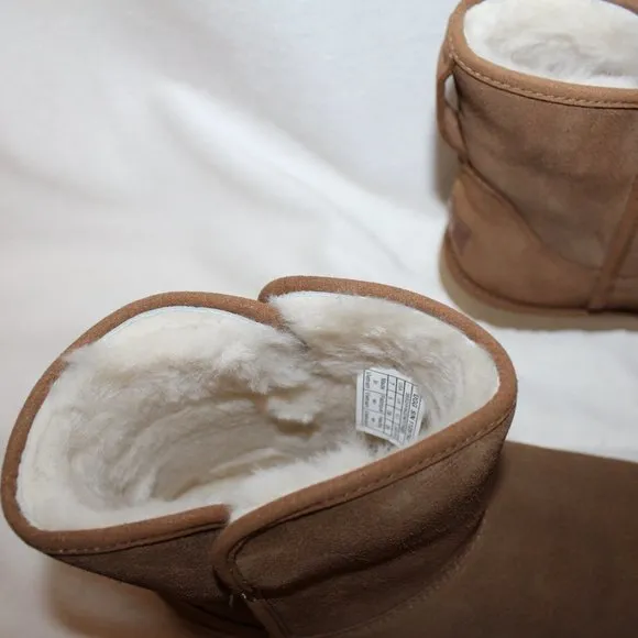 NIB UGG CORY MINI SUEDE SHEARLING LINED‎ ANKLE BOOTIES BOOTS CHESTNUT