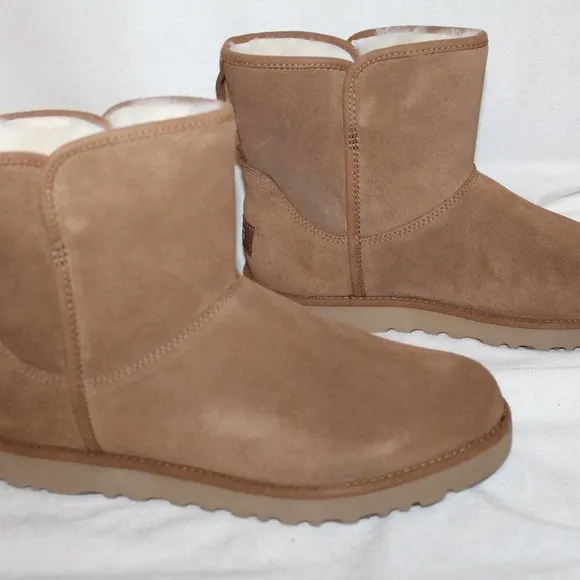 NIB UGG CORY MINI SUEDE SHEARLING LINED‎ ANKLE BOOTIES BOOTS CHESTNUT
