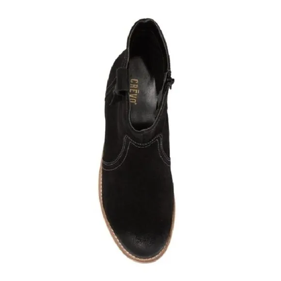 NIB Crevo Linley Black Suede Distressed Booties